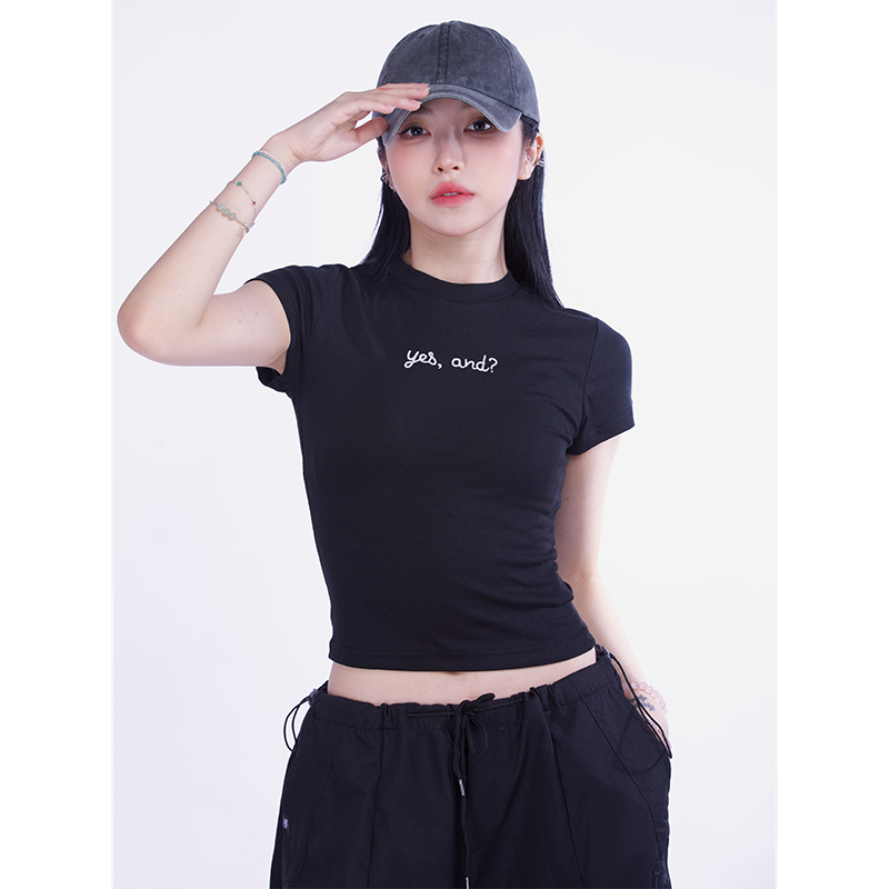 Women's Solid Color Short Sleeve Crop T-Shirt - 2025 Summer Casual Style, European and American Fashion Women's Solid Color Short Sleeve Crop T-Shirt - 2025 Summer Casual Style, European and American Fashion