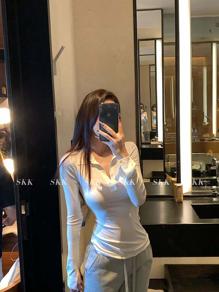 Women's Spring V-Neck Polo Shirt - Versatile Casual Long Sleeve Top in Tencel Acetate for Snorkeling and Outdoor Activities Women's Spring V-Neck Polo Shirt - Versatile Casual Long Sleeve Top in Tencel Acetate for Snorkeling and Outdoor Activities