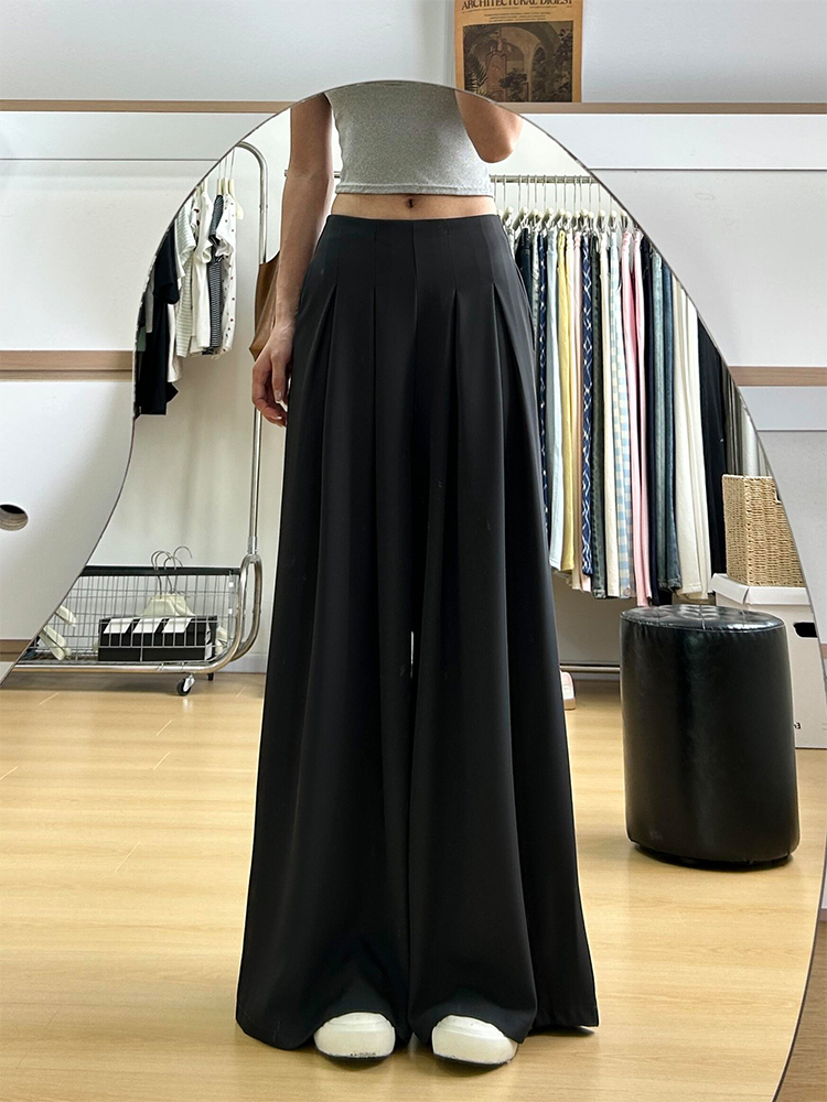 Women's Summer High-Waisted Wide-Leg Pants - Casual Loose Fit, Thin Draped Design for Effortless Style