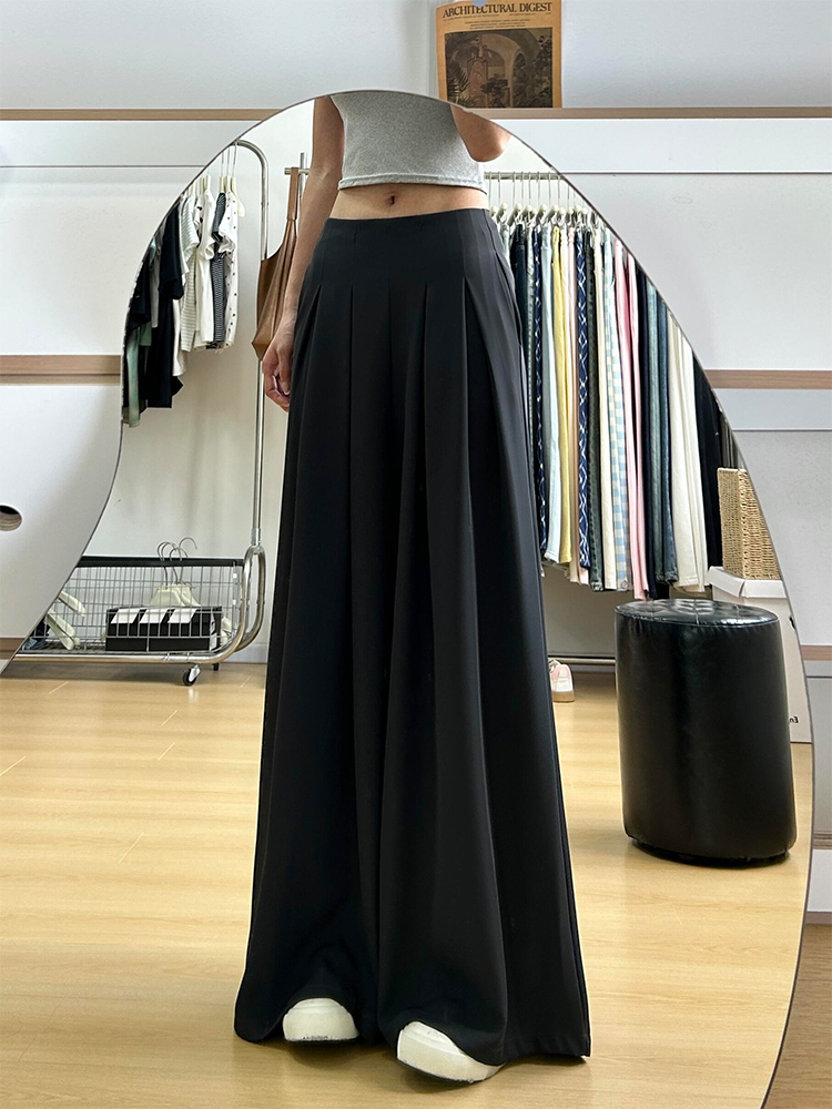 Women's Summer High-Waisted Wide-Leg Pants - Casual Loose Fit, Thin Draped Design for Effortless Style Women's Summer High-Waisted Wide-Leg Pants - Casual Loose Fit, Thin Draped Design for Effortless Style