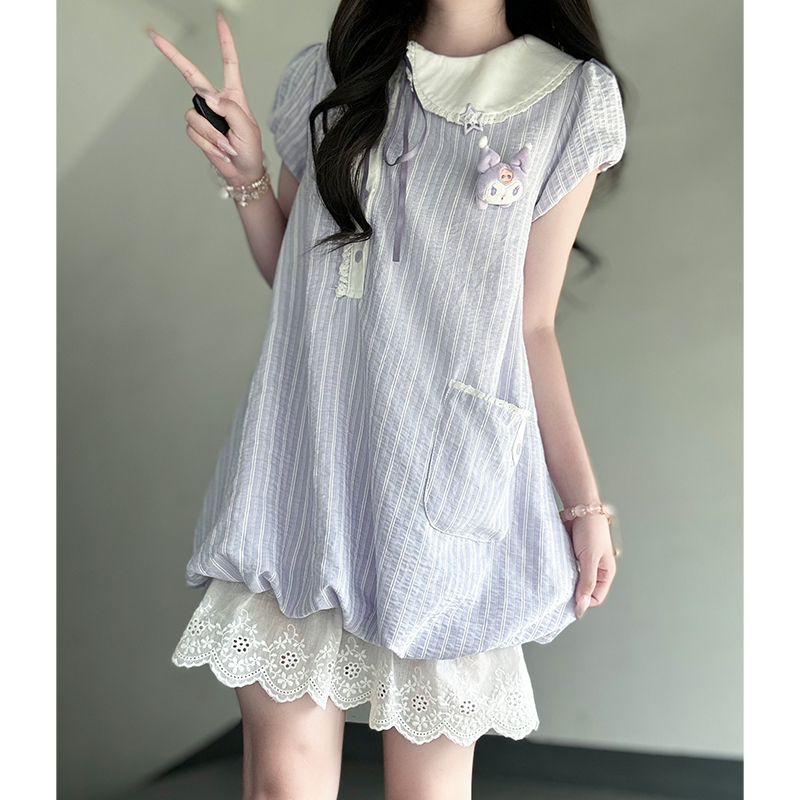 Women's Summer JK Uniform Dress with Doll Collar and Sweet Plaid Skirt - Pudding Bear Style, Age-Reducing, Vintage College Fashion