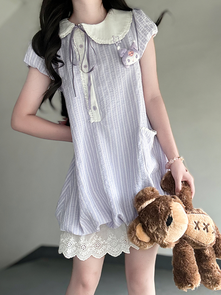 Women's Summer JK Uniform Dress with Doll Collar and Sweet Plaid Skirt - Pudding Bear Style, Age-Reducing, Vintage College Fashion Women's Summer JK Uniform Dress with Doll Collar and Sweet Plaid Skirt - Pudding Bear Style, Age-Reducing, Vintage College Fashion