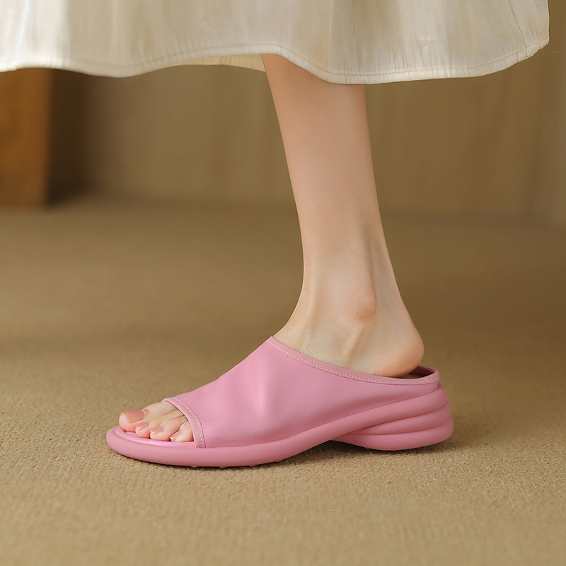 Women's Super Soft Sheepskin Open-Toe Chunky Heel Slide-On Sandals - Casual Summer 2025 Slippers Women's Super Soft Sheepskin Open-Toe Chunky Heel Slide-On Sandals - Casual Summer 2025 Slippers