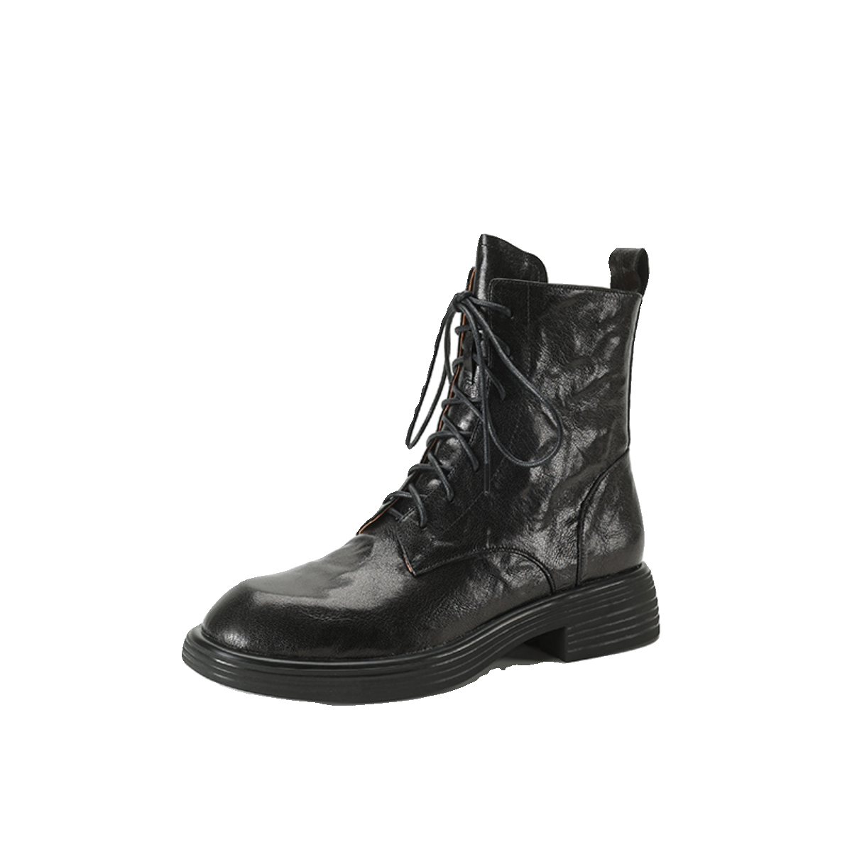 Women's Vintage British Style Martin Boots with Chunky Heels, Round Toe, Textured Sheepskin, Autumn Winter Fashion Women's Vintage British Style Martin Boots with Chunky Heels, Round Toe, Textured Sheepskin, Autumn Winter Fashion