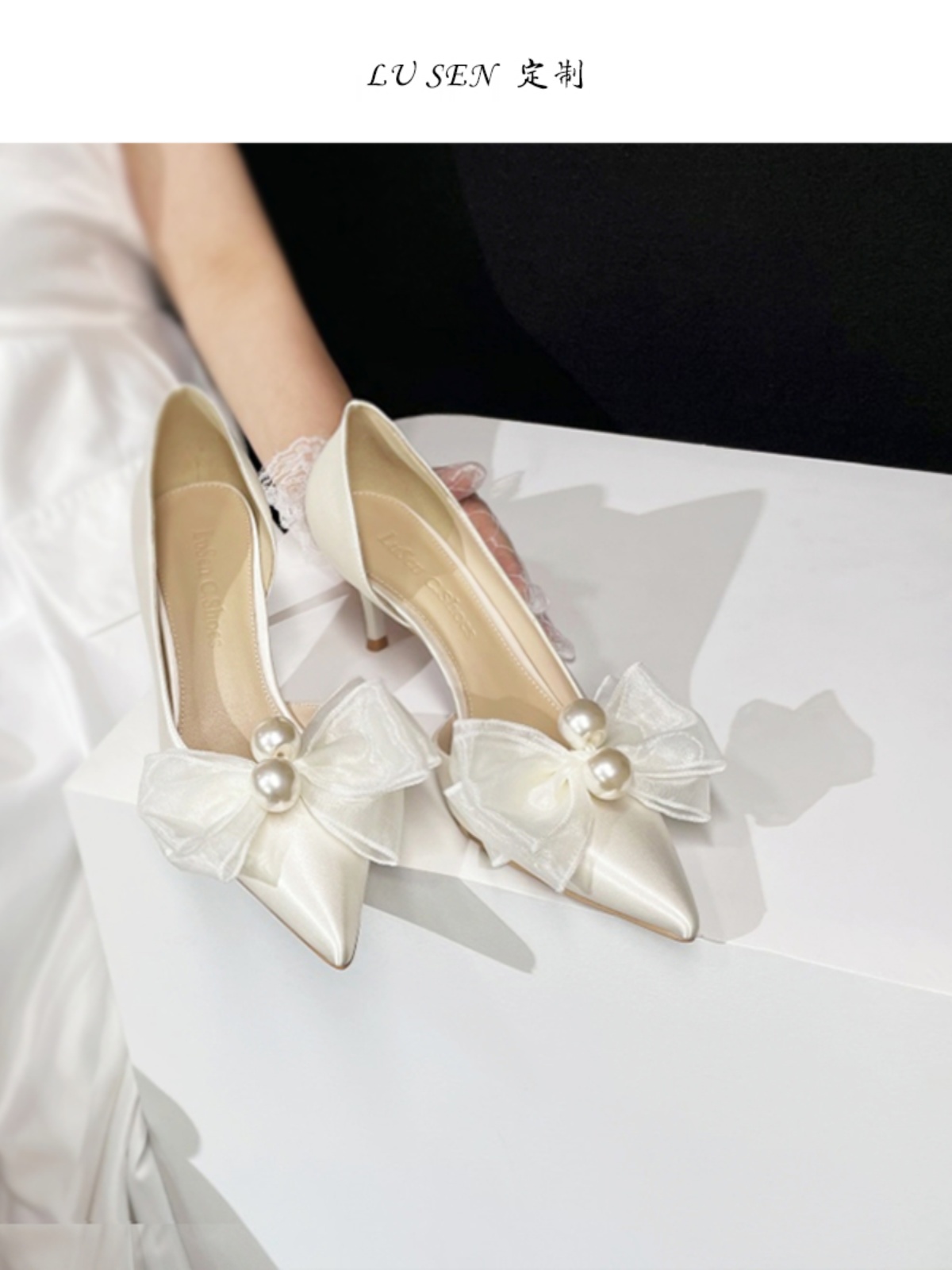 Women's White Pointed Toe Stiletto Heels with Bowknot - Bridal Wedding Shoes, Elegant Design for Bridesmaids Women's White Pointed Toe Stiletto Heels with Bowknot - Bridal Wedding Shoes, Elegant Design for Bridesmaids