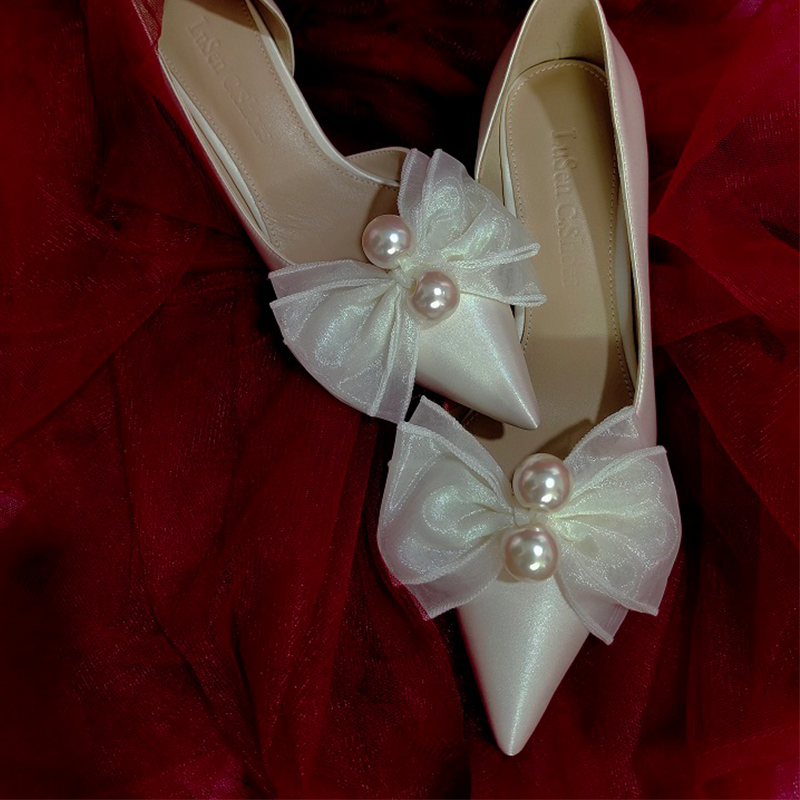 Women's White Pointed Toe Stiletto Heels with Bowknot - Bridal Wedding Shoes, Elegant Design for Bridesmaids Women's White Pointed Toe Stiletto Heels with Bowknot - Bridal Wedding Shoes, Elegant Design for Bridesmaids