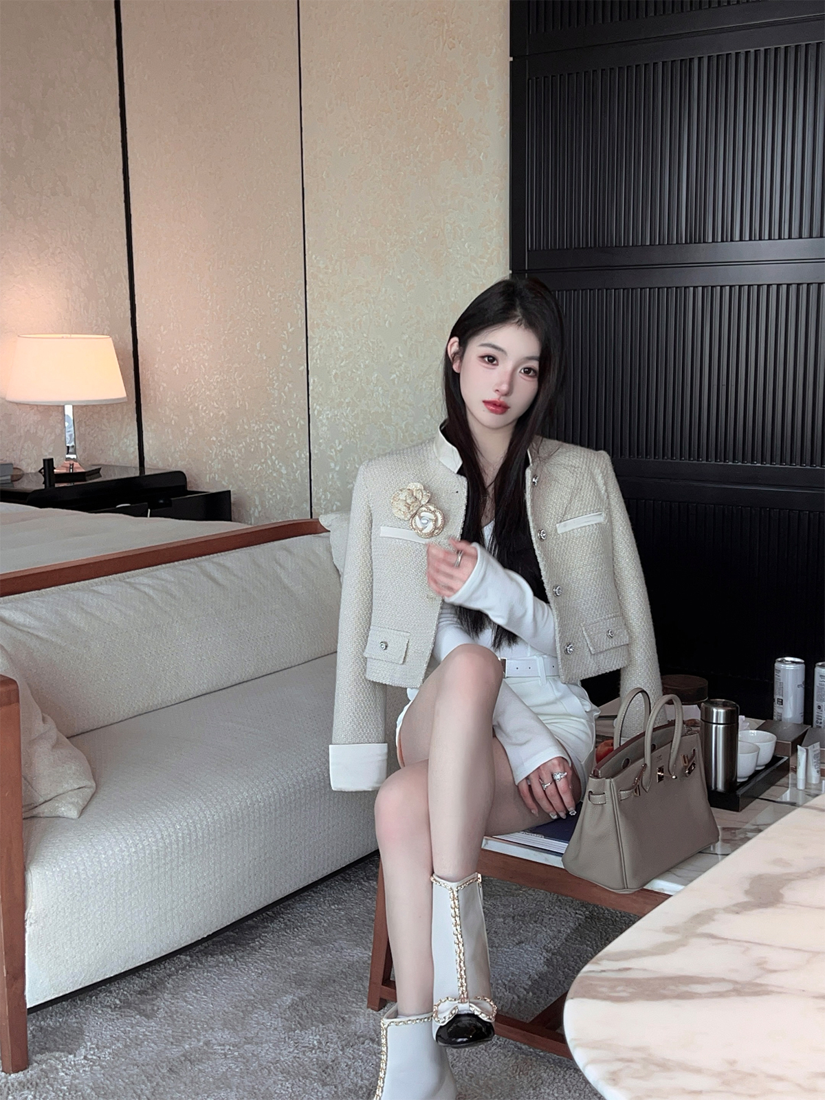 Women's Winter Down Liner Short Woolen Coat with Brooch - Stylish Warmth for Cold Weather Women's Winter Down Liner Short Woolen Coat with Brooch - Stylish Warmth for Cold Weather