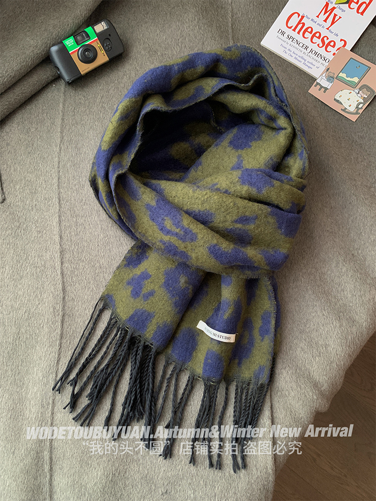 Women's Winter Korean Style Thick Warm Polka Dot Leopard Print Shawl Scarf - Versatile Fashion Accessory for Cold Weather Women's Winter Korean Style Thick Warm Polka Dot Leopard Print Shawl Scarf - Versatile Fashion Accessory for Cold Weather