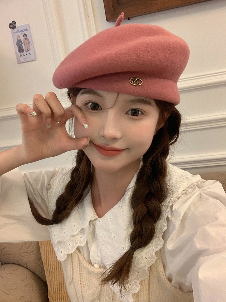 Wool Beret for Women - Autumn Winter Style, Large Head Circumference, Painter's Hat, Face-Slimming Trendy Design Wool Beret for Women - Autumn Winter Style, Large Head Circumference, Painter's Hat, Face-Slimming Trendy Design