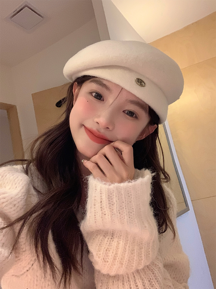 Wool Beret for Women - Autumn Winter Style, Large Head Circumference, Painter's Hat, Face-Slimming Trendy Design Wool Beret for Women - Autumn Winter Style, Large Head Circumference, Painter's Hat, Face-Slimming Trendy Design