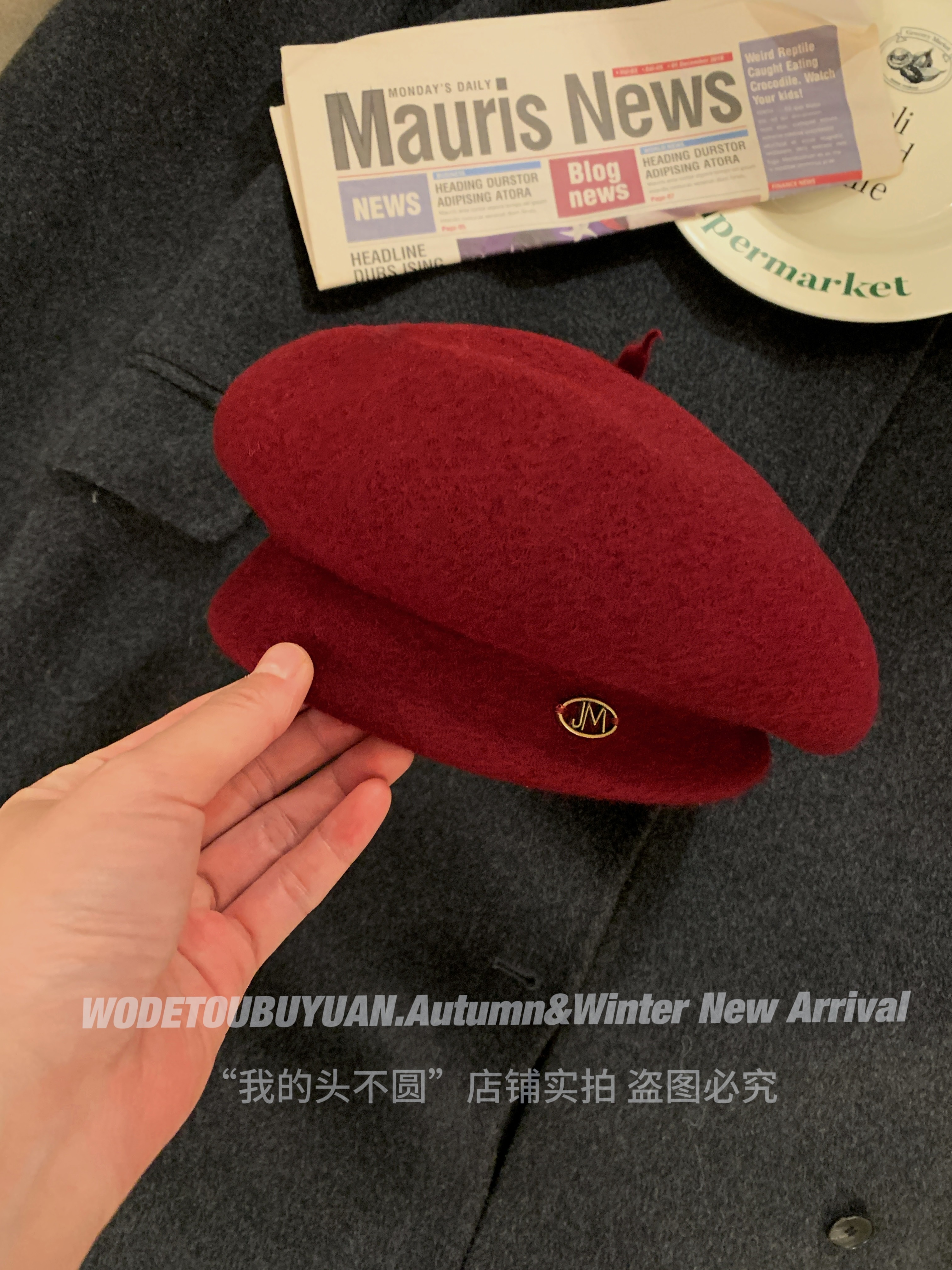 Wool Beret for Women - Autumn Winter Style, Large Head Circumference, Painter's Hat, Face-Slimming Trendy Design Wool Beret for Women - Autumn Winter Style, Large Head Circumference, Painter's Hat, Face-Slimming Trendy Design