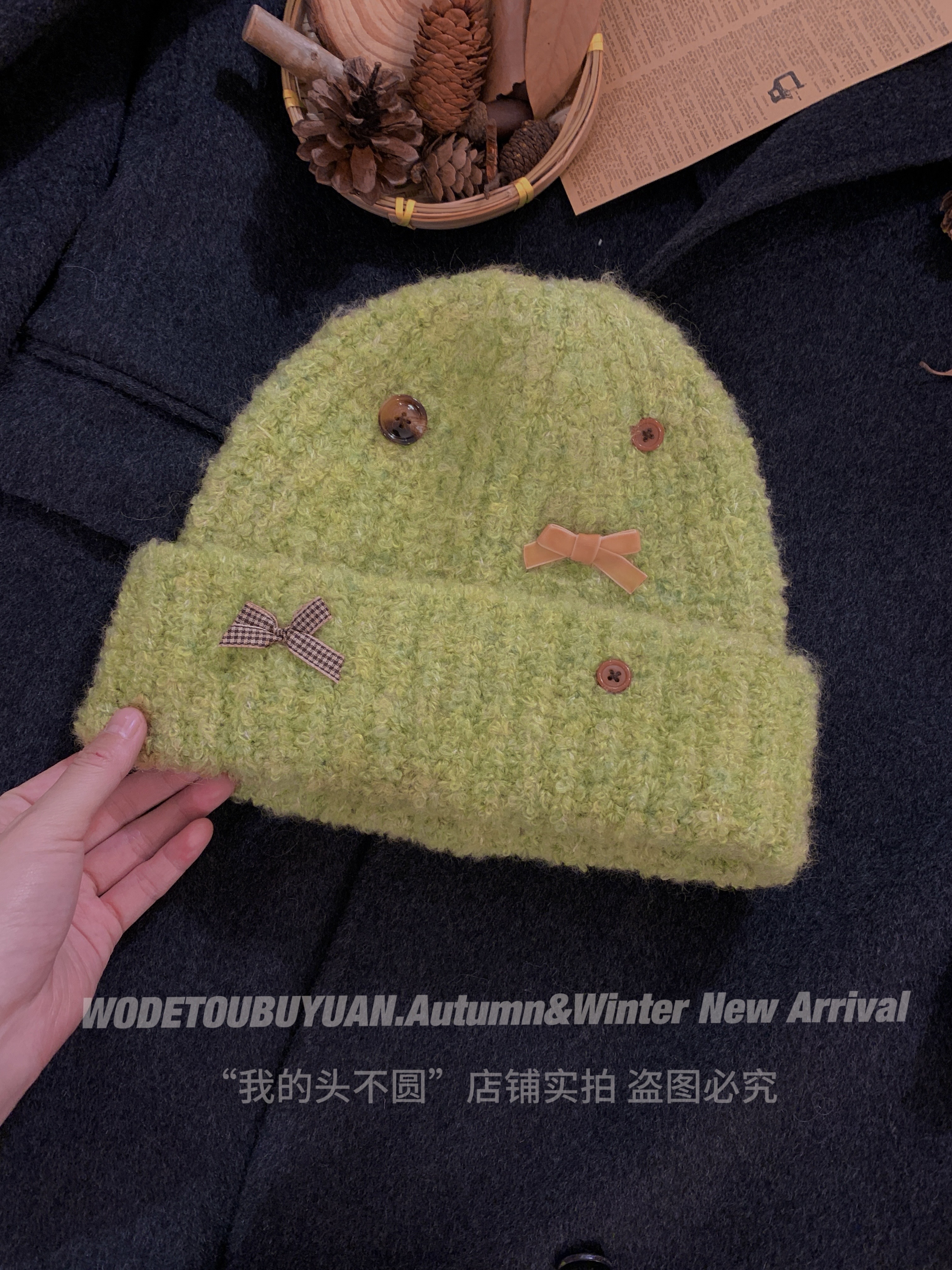 Woolen Bowknot Hat for Women - Knitted Autumn Winter Hat for Warmth & Ear Protection - Cozy Cold Weather Accessory