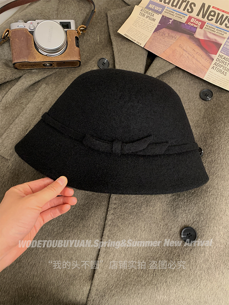 Woolen Fisherman's Hat for Women, French Hepburn Style Basin Hat, Autumn Winter Fashion, Felt Design, Vintage 90s Trend Woolen Fisherman's Hat for Women, French Hepburn Style Basin Hat, Autumn Winter Fashion, Felt Design, Vintage 90s Trend