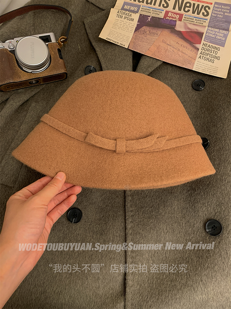Woolen Fisherman's Hat for Women, French Hepburn Style Basin Hat, Autumn Winter Fashion, Felt Design, Vintage 90s Trend Woolen Fisherman's Hat for Women, French Hepburn Style Basin Hat, Autumn Winter Fashion, Felt Design, Vintage 90s Trend