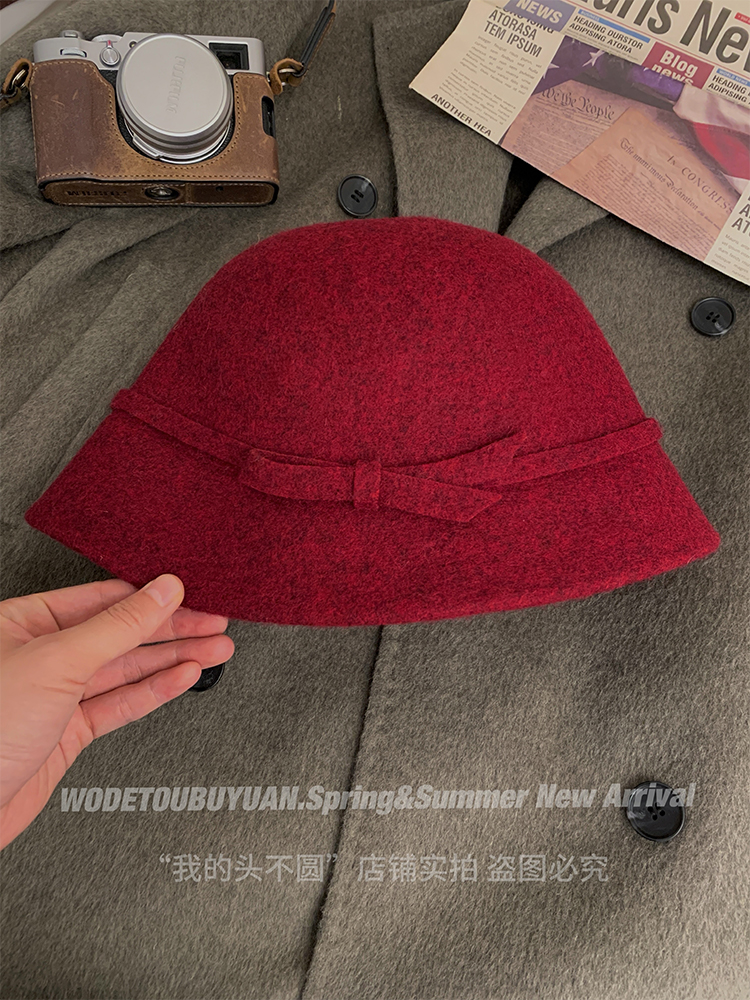 Woolen Fisherman's Hat for Women, French Hepburn Style Basin Hat, Autumn Winter Fashion, Felt Design, Vintage 90s Trend Woolen Fisherman's Hat for Women, French Hepburn Style Basin Hat, Autumn Winter Fashion, Felt Design, Vintage 90s Trend