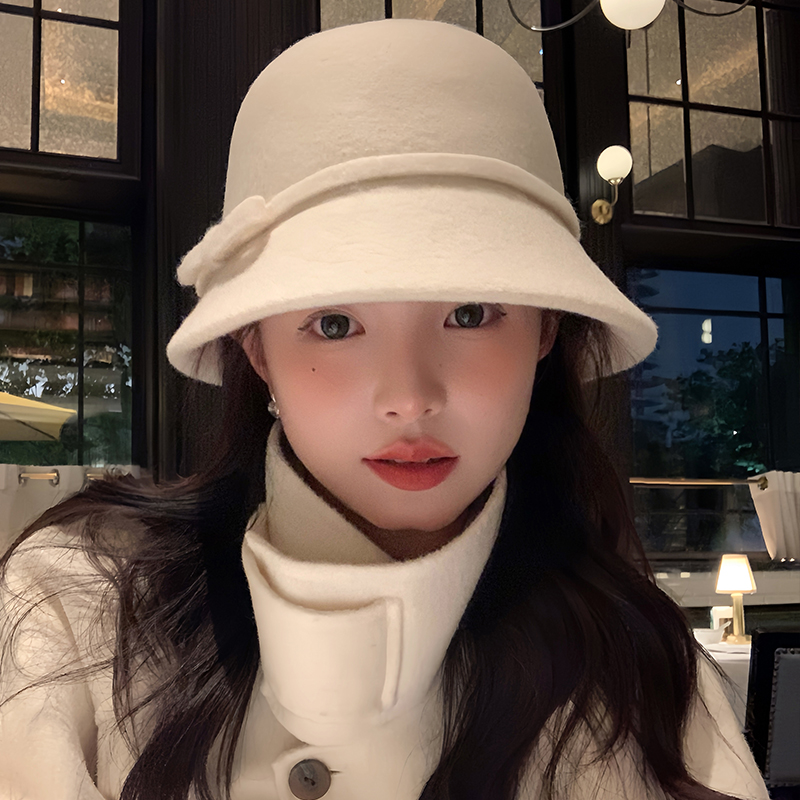Woolen Fisherman's Hat for Women, French Hepburn Style Basin Hat, Autumn Winter Fashion, Felt Design, Vintage 90s Trend Woolen Fisherman's Hat for Women, French Hepburn Style Basin Hat, Autumn Winter Fashion, Felt Design, Vintage 90s Trend