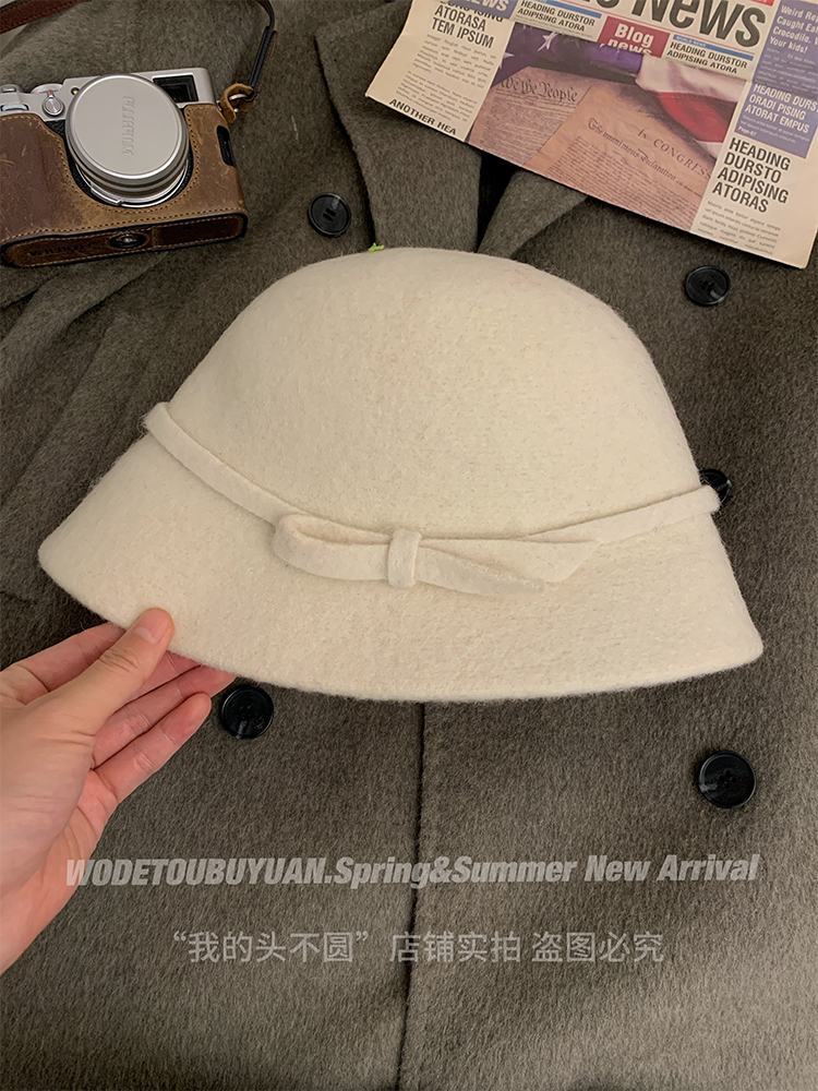 Woolen Fisherman's Hat for Women, French Hepburn Style Basin Hat, Autumn Winter Fashion, Felt Design, Vintage 90s Trend