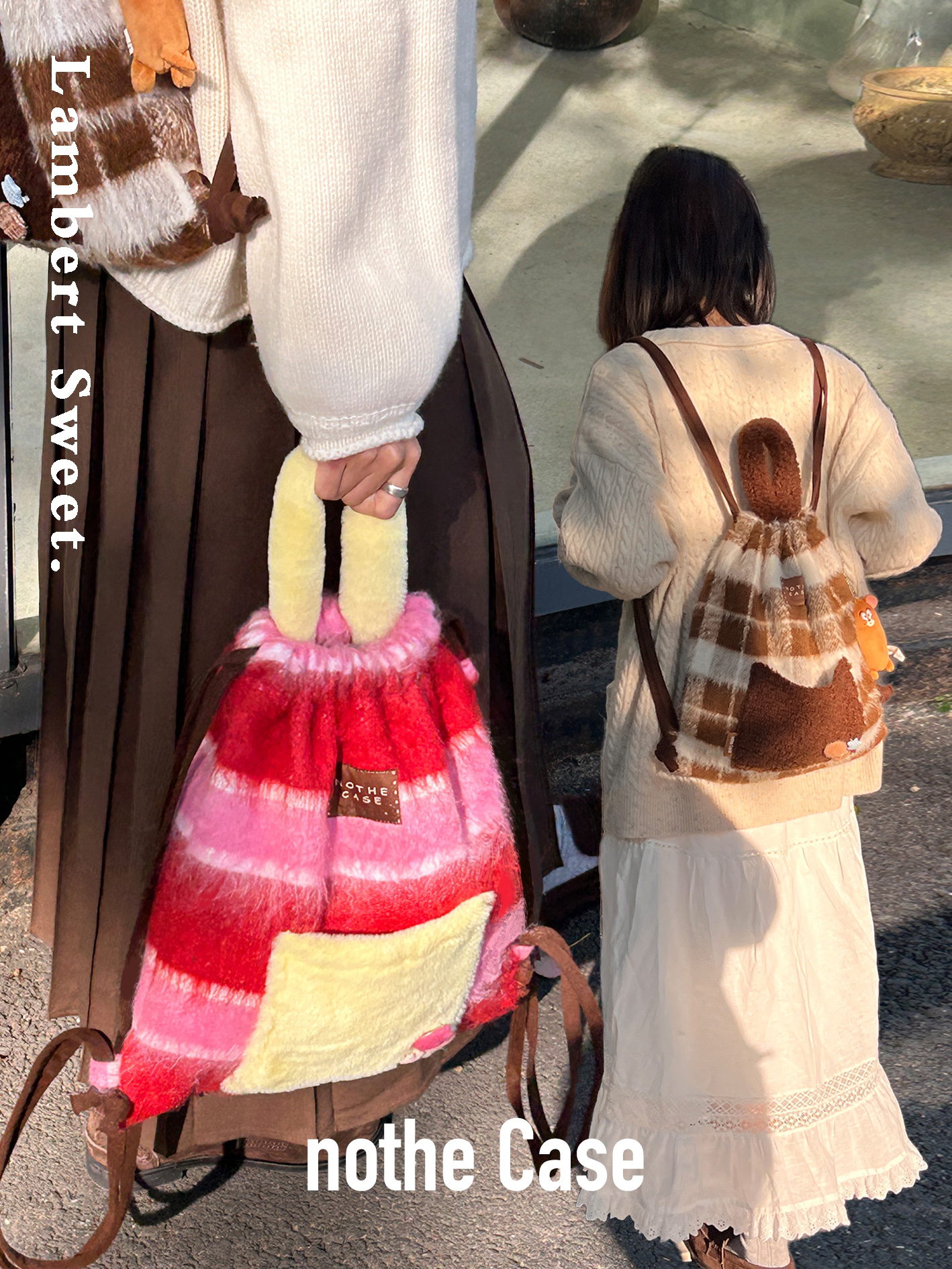 Woolen Striped Texture Double Shoulder Backpack for Women - Autumn Winter Niche Book Bag, Trendy and Stylish Woolen Striped Texture Double Shoulder Backpack for Women - Autumn Winter Niche Book Bag, Trendy and Stylish