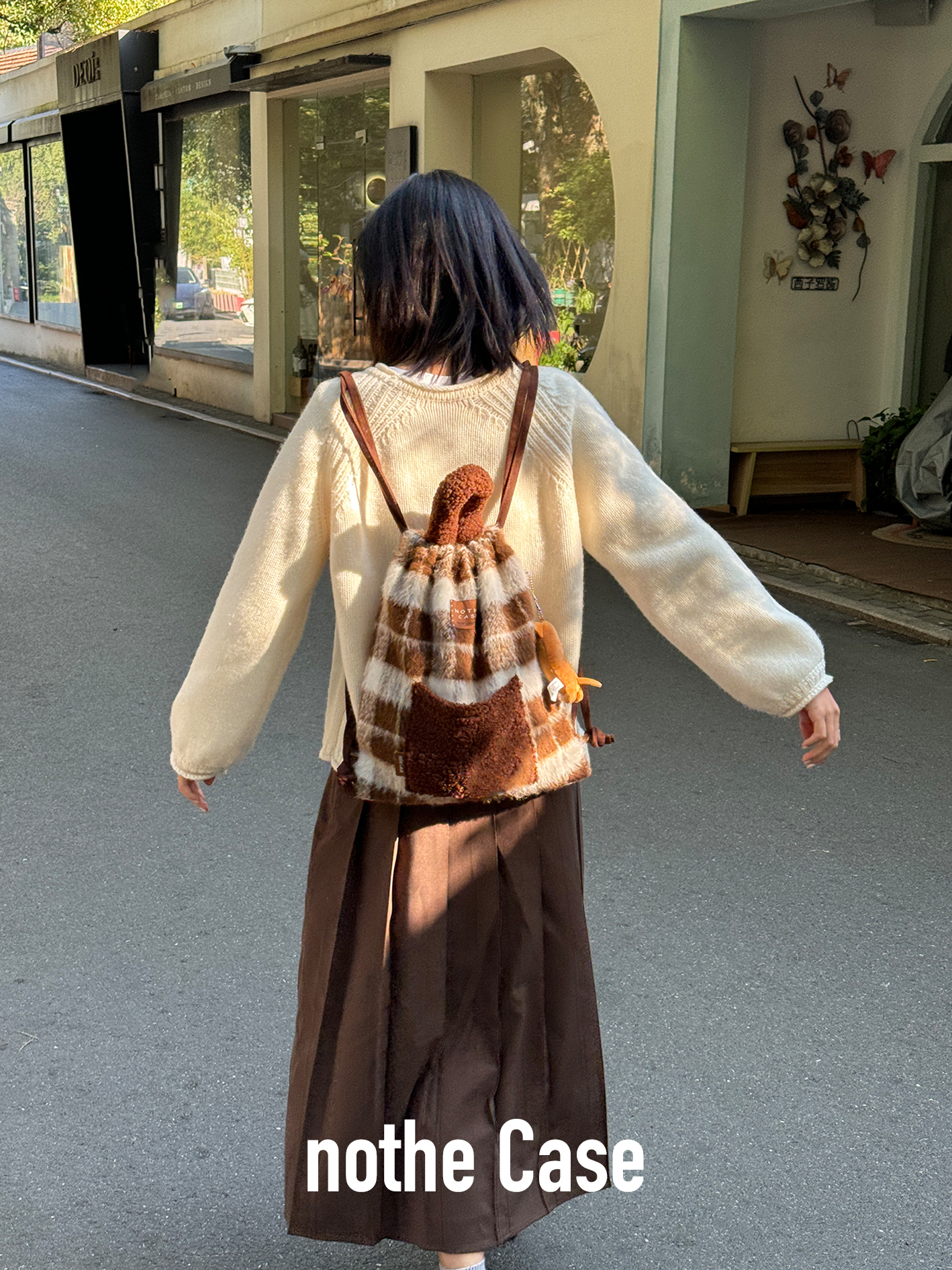 Woolen Striped Texture Double Shoulder Backpack for Women - Autumn Winter Niche Book Bag, Trendy and Stylish Woolen Striped Texture Double Shoulder Backpack for Women - Autumn Winter Niche Book Bag, Trendy and Stylish