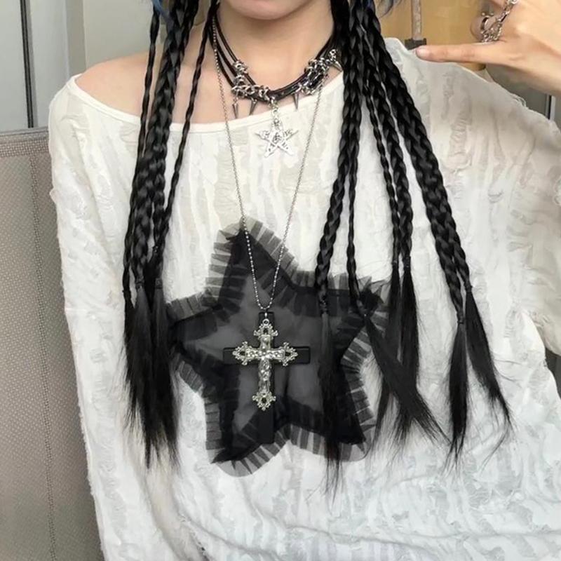 Y2K Gothic Cross Necklace Leather Choker for Girls - Sweet Spicy Clavicle Chain Accessory for Stylish Sweatshirts Y2K Gothic Cross Necklace Leather Choker for Girls - Sweet Spicy Clavicle Chain Accessory for Stylish Sweatshirts