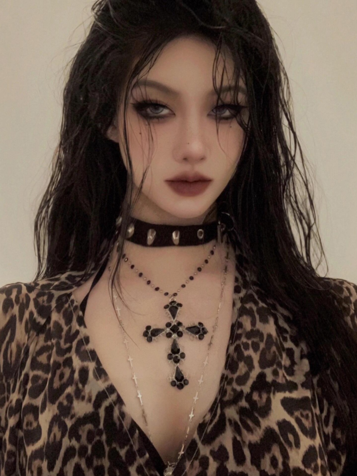 Y2K Gothic Punk Layered Clavicle Chain Necklace - Cross Choker Sweater Accessory