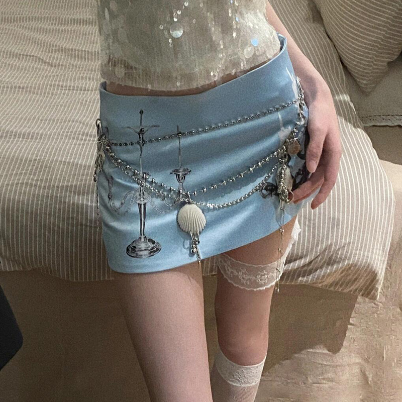 Y2K Metallic Waist Chain for Women with Ocean Shells, Multi-Layer Hanging Belt, Vacation-Style Sexy Accessory