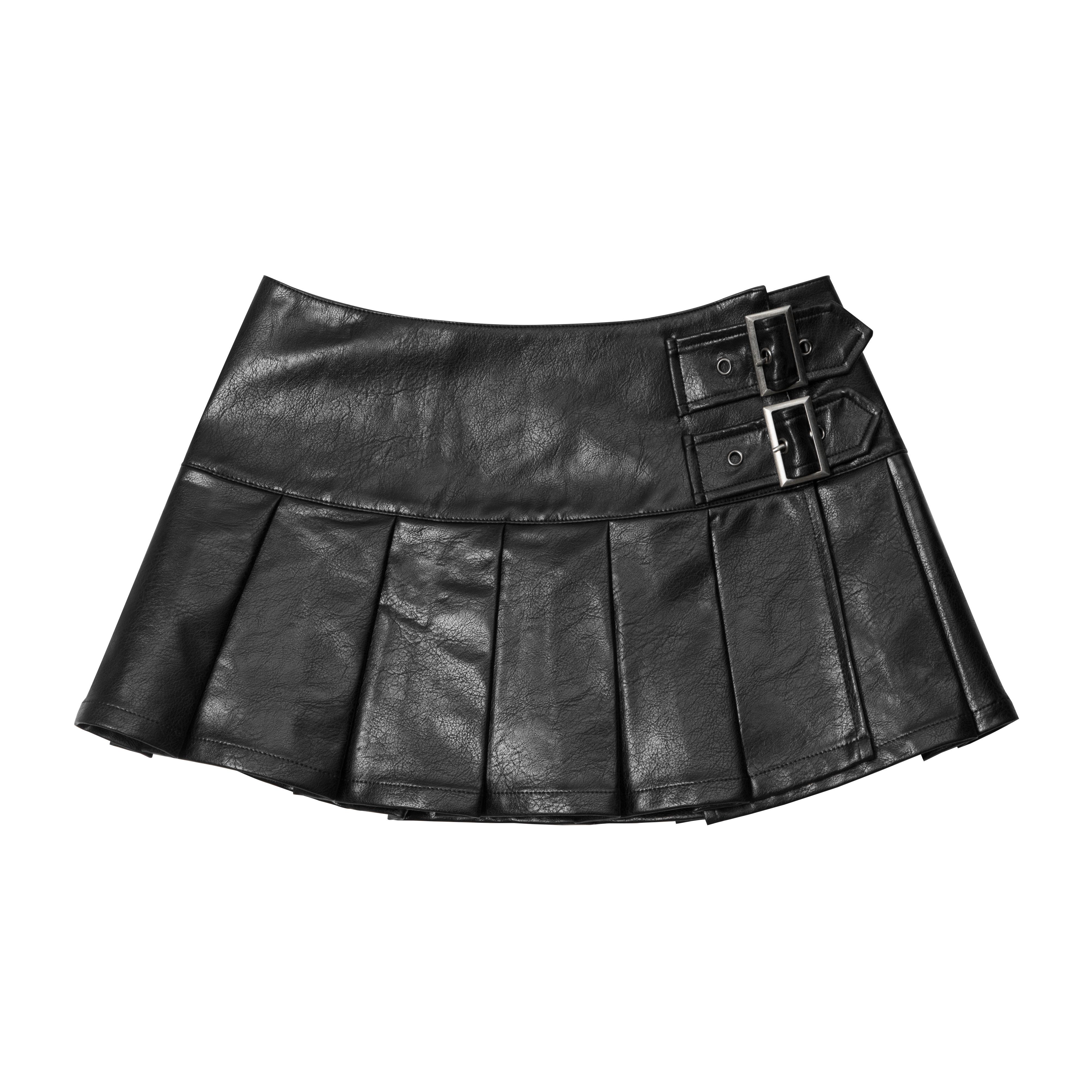 Y2K Mini Leather Skirt for Women - Retro American Style Ultra-Short Pleated Skirt, Sexy and Slimming Design Y2K Mini Leather Skirt for Women - Retro American Style Ultra-Short Pleated Skirt, Sexy and Slimming Design