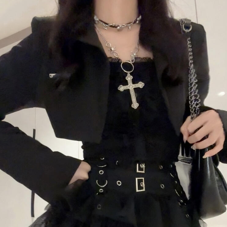 Y2K Pearl Cross Pendant Necklace for Women, Multi-Layer Metal Sweater Chain Accessory, Sweet and Cool Style Y2K Pearl Cross Pendant Necklace for Women, Multi-Layer Metal Sweater Chain Accessory, Sweet and Cool Style