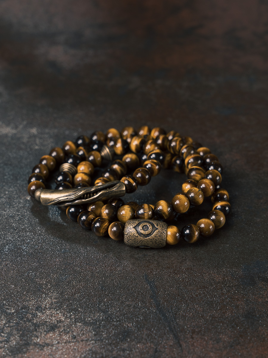 Yellow Tiger Eye Stone Bracelet for Women and Men - Retro Trendy Double Circle Design, Versatile Hand Accessories Yellow Tiger Eye Stone Bracelet for Women and Men - Retro Trendy Double Circle Design, Versatile Hand Accessories