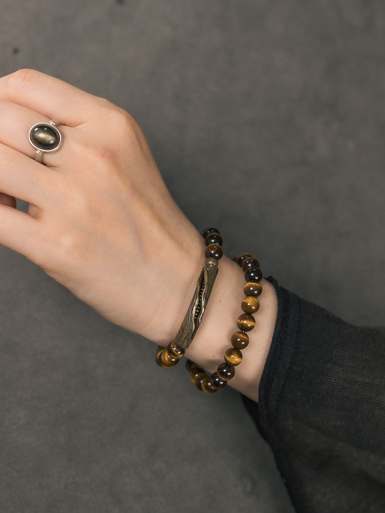 Yellow Tiger Eye Stone Bracelet for Women and Men - Retro Trendy Double Circle Design, Versatile Hand Accessories Yellow Tiger Eye Stone Bracelet for Women and Men - Retro Trendy Double Circle Design, Versatile Hand Accessories