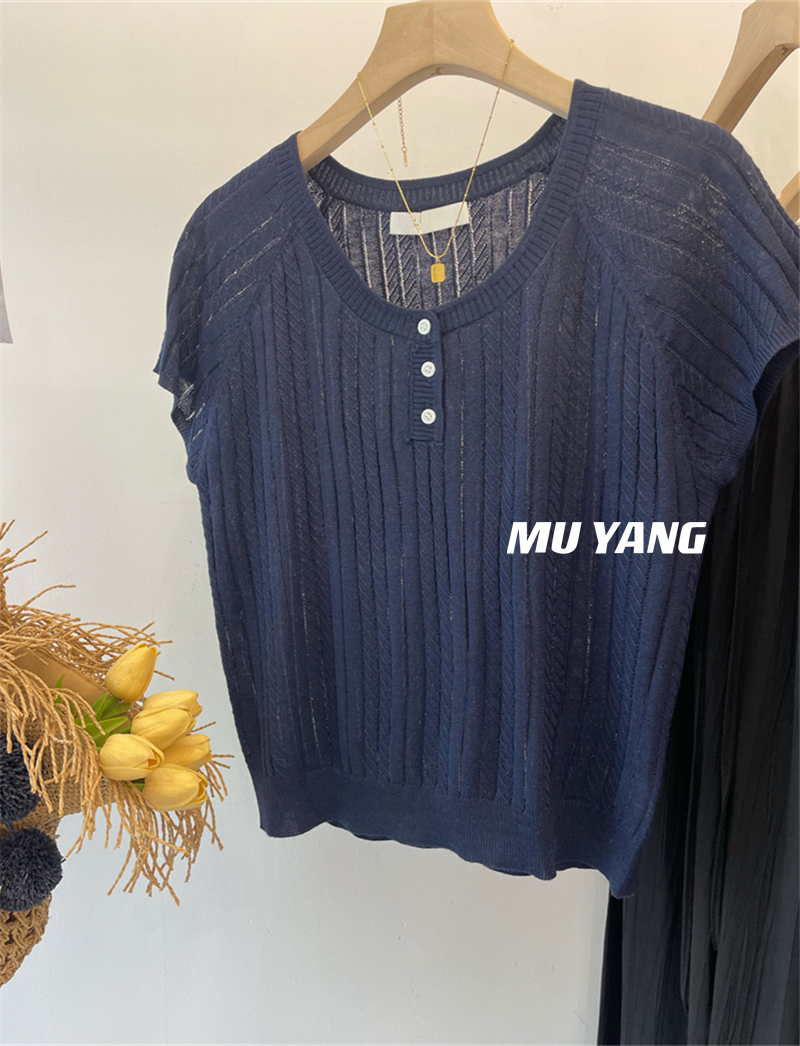 Yellow Twisted Short Sleeve Knitted Top for Women, Loose-Fitting Flying Sleeve Blouse, Stylish Chic Design Yellow Twisted Short Sleeve Knitted Top for Women, Loose-Fitting Flying Sleeve Blouse, Stylish Chic Design