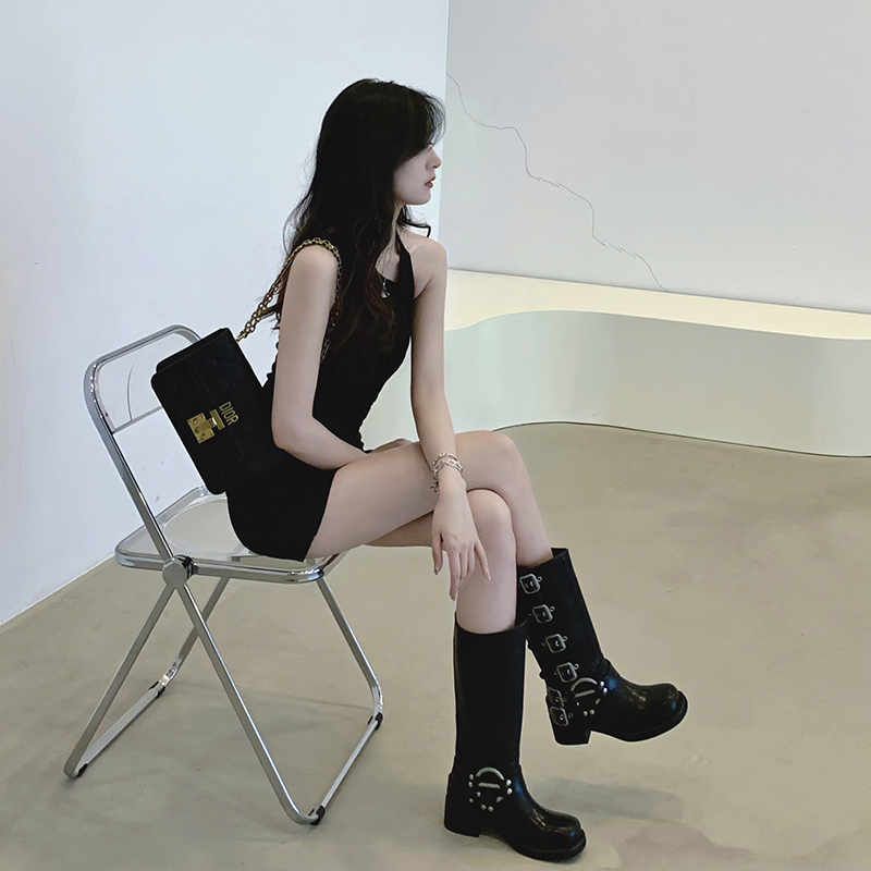 Yi Mengling Style Chunky Heel Western Cowboy Boots for Women - Genuine Leather Long Tube Brown Riding Boots Yi Mengling Style Chunky Heel Western Cowboy Boots for Women - Genuine Leather Long Tube Brown Riding Boots