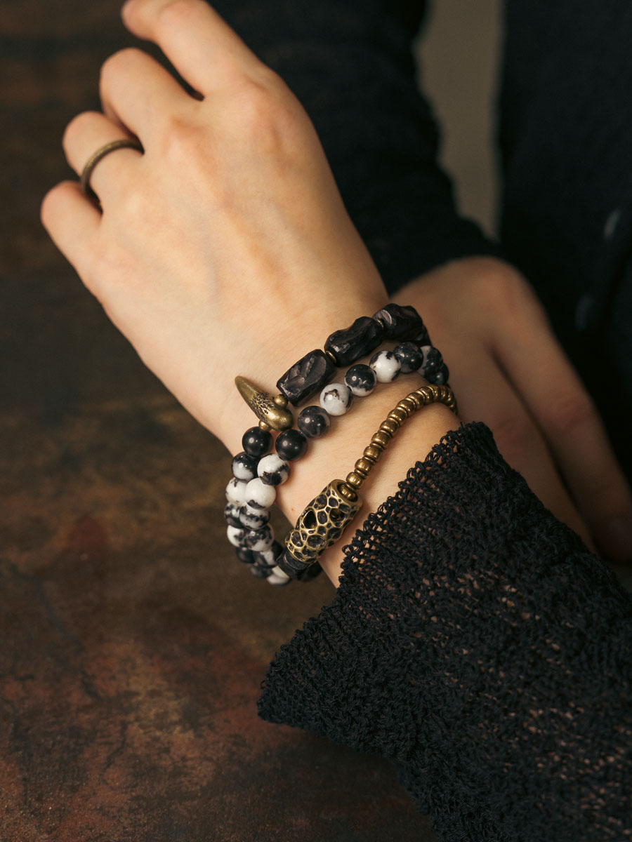 Zebra Pattern Agate Bracelet for Men - Vintage Handmade Textured Wooden Niche Jewelry, Unique Personality Accessory Zebra Pattern Agate Bracelet for Men - Vintage Handmade Textured Wooden Niche Jewelry, Unique Personality Accessory